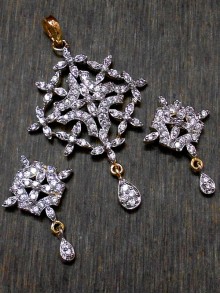 CZ Pendant With Earrings